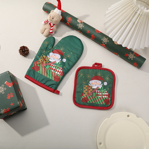 2025 mitaines de four de noël résistance aux hautes températures coton lin de qualité alimentaire gants de four à micro-ondes porte-casseroles pour adulte - Product Image 5