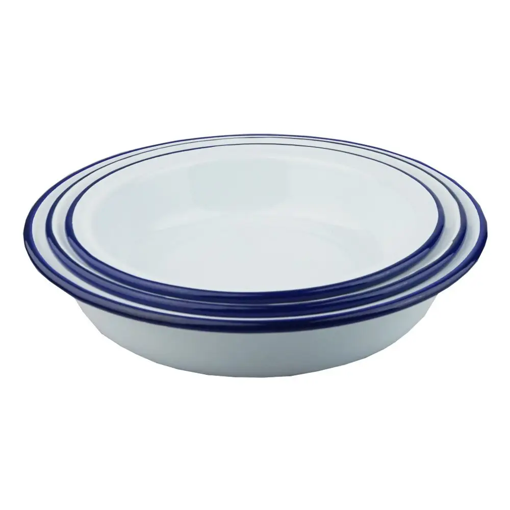 White Color Metal Enamel Metal Plate Dinner Dish Food Serving Plate Bowl Plate
