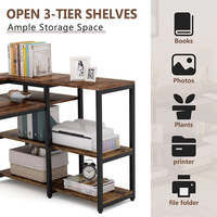 Bureau d'angle moderne et durable en bois massif pour le bureau à domicile avec étagères de rangement