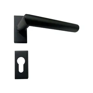 ชุดก้านกุญแจสแตนเลสสตีลสี่เหลี่ยมผืนผ้าแบบทันสมัย,ชุดมือจับคันโยกประตูสำเร็จรูสีดำ