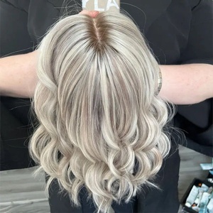 Nouveau design Mono pour toupet à dentelle frontale blond cendré pour femmes, 100% cheveux humains, mèches, dentelle transparente, cheveux vierges européens - Product Image 1