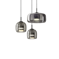 Luminaire suspendu moderne de luxe en verre noir et fer Petit lustre à LED 3500K blanc chaud Garantie de 2 ans Décoration intérieure Chambre à coucher Hôtel
