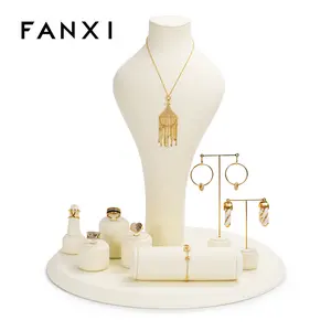 FANXI Unique jewellery window display with beige microfiber for ring earring pendant necklace jewelry display set