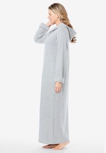 Women's Hooded Bathrobe <strong>Long</strong> Sleeve Full Length Nightgown Plus Size <strong>Long</strong> Hooded <strong>Fleece</strong> Sweatshirt Robe Zip up Lounge Robe Dress - Product Image 3