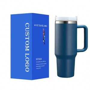 Gobelet 40 Oz avec poignée et paille Gobelets isolés sous vide avec poignée en paille Gobelet isolé réutilisable - Product Image 1