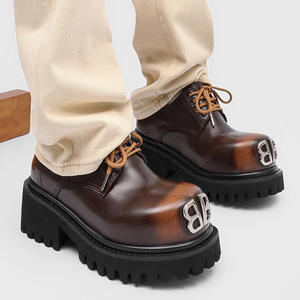 73226 Nouvelles Chaussures Derby à <span class=keywords><strong>Boucle</strong></span> Métallique et Bout Large, Chaussures Habillées en Cuir pour Hommes à Semelle Épaisse et Bout Rond, Tendance - Product Image 4