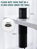 Endüstriyel Pnömatik Kaldırılabilir Priz, 4 Prizli, 2 USB-C 15W Kablosuz Şarjlı, IP22 Güvenlik Kapaklı, Mutfak ve Masa İçin