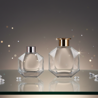 Bouteille diffuseur de parfum en verre transparent octogonal plat de forme unique, vide, 100 ml, 200 ml, avec bouchon à vis pour la décoration intérieure