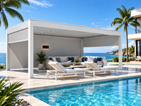 Pergola bioclimatique rétractable automatique en aluminium pour toit, auvent rétractable pour balcon, jardin et bâtiments extérieurs