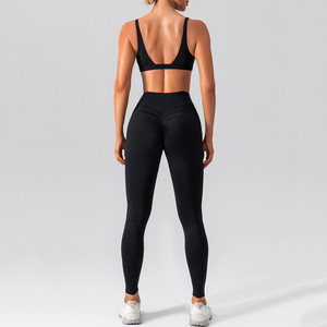 Vente en gros Fitness 3 pièces femmes Gym ensemble de vêtements de yoga entraînement sans couture à manches longues costume de sport à capuche ensemble de yoga - Product Image 3