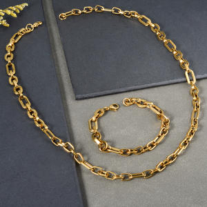 Conjunto de Collar y Pulsera de Cadena Sencilla, Acero Inoxidable, Resistente al Agua, Joyería para Uso Diario - Product Image 3