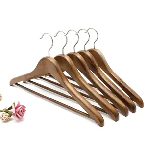 Supplier Custom Black Anti-slip Round Bar Curved Wooden Hangers