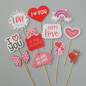 Set di Decorazioni per Torte e Cupcake a Forma di <span class=keywords><strong>Orsetto</strong></span> in Carta per San Valentino - Accessori per Pasticceria - Product Image 1