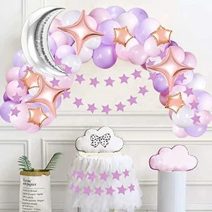 Moon Star Balloon Pink Balloon Birthday Party Decoration Arch <span class=keywords><strong>Set</strong></span> Purple girl's Birthday Wedding Baby Shower Party Decoration - Product Image 4