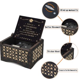 Caja de Regalo de Graduación con Caja de Música de Madera <span class=keywords><strong>en</strong></span> <span class=keywords><strong>Miniatura</strong></span> de 18 Notas con Manivela, Personalizable con la Melodía You Are My Sunshine - Product Image 2