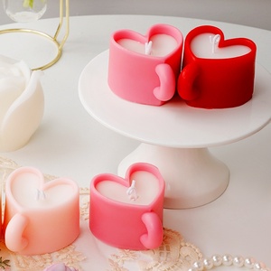 Bougie parfumée en <span class=keywords><strong>cire</strong></span> de soja en forme de tasse à café cœur mignon, ornement d'aromathérapie pour la Saint-Valentin, anniversaire, fête, cadeau personnalisé OEM - Product Image 3