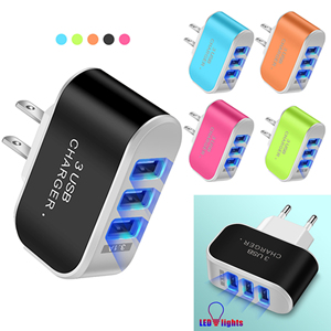 Chargeur mural USB triple 3.1A à prix avantageux, chargeur de téléphone portable LED à 3 ports, adaptateur de voyage pour la maison - Product Image 1