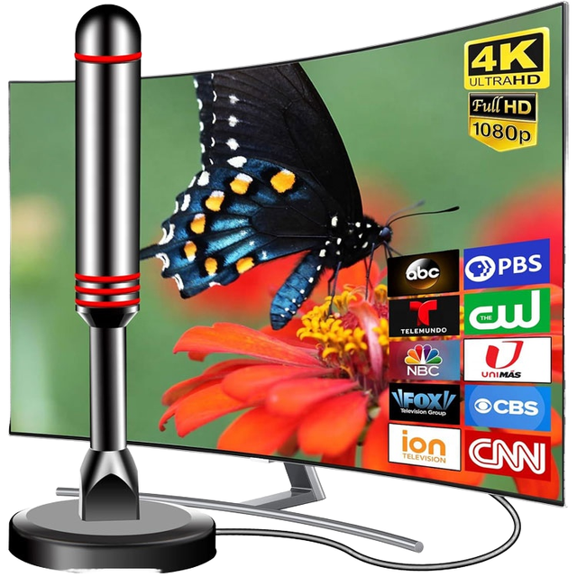 Portable 360 Degree Signal Amplifier HDTV Indoor Digital TV Antenna Long Range Magnetic 30Dbi Free Channel Plastic Construction