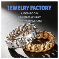 Cincin Fashion Mewah Hip-Hop Berkualitas Tinggi Berlapis Emas Kuningan dengan Zirkon, Hadiah Custom Moissanite Perak S925 Langsung dari Pabrik