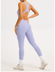 Mono de Yoga sin Costuras para Mujer, sin Tirantes, de una Pieza, para Fitness, Baile, Deportes, Ajustado, de Secado Rápido, de Nailon, Sólido - Product Image 1