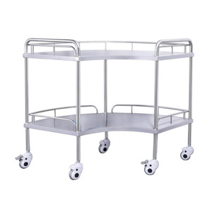 Chariot médical en acier inoxydable Yue Shunxing en forme d'éventail, chariot de rangement mobile à 2 niveaux pour instruments chirurgicaux et - Product Image 3