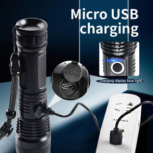 Lampe torche tactique LED rechargeable haute puissance en alliage d'aluminium avec zoom télescopique pour le camping en plein air et la pêche - Product Image 6