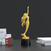 Ensembles de cadeaux d'anniversaire de trophée en métal de statue de sirène d'alliage d'étain