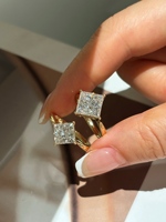 Klassischer Vintage 6-Krappen 1-2 Karat Solitär Labor-Diamant 14K & 18K Vergoldeter Smaragdschliff Ehering IGI