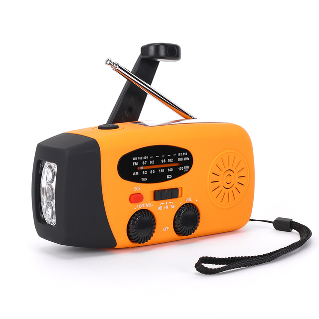 3 LED Flashlight Emergency Hand Crank Radio Camping 4000mAh AM/FM/NOAA Portable Solar Powered USB-C Weather Radio SOS Alarm