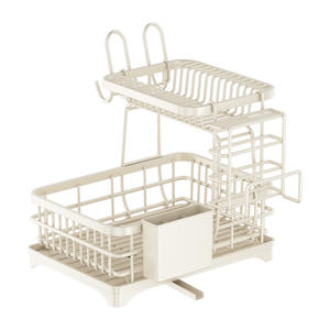 Égouttoir à vaisselle de cuisine carré en PP avec plateau, séchage rapide, pour rangement sous évier, support pour baguettes et couteaux, organisateur de planches à découper - Product Image 1