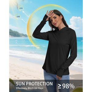 เสื้อฮู้ด FOXA Upf 50+ พร้อมที่ปิดตาสำหรับผู้หญิง เสื้อป้องกันแสงแดดสำหรับเดินทางพร้อมช่องสำหรับนิ้วโป้ง - Product Image 4