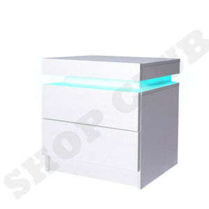 NEW <strong>Tables</strong> <strong>Side</strong> <strong>Table</strong> 3 Drawers RGB LED High <strong>Gloss</strong> Nightstand White <strong>Black</strong> - Product Image 2