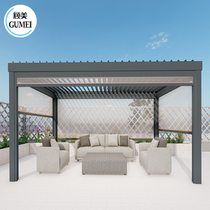 Pergola d'extérieur étanche Pergola de jardin Pergola d'extérieur motorisée en aluminium Gazebo d'extérieur à persienne avec porte coulissante en verre - Product Image 2