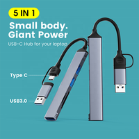 Hub 2 en 1 con 5 puertos USB 3,0, adaptador multipuerto OTG Hub SD TF, lector de tarjetas