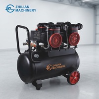 Compresseur d'air à piston sans huile fabriqué en usine, faible bruit, 380V avec pompe à air refroidie par air de 100 kg 200L, composant principal