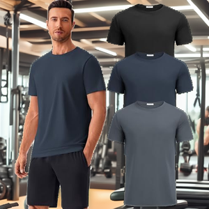 T-shirt de sport pour homme à manches courtes en coton et élasthanne, écologique, séchage rapide, respirant, impression sérigraphique, design personnalisable - Product Image 2