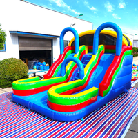Toboggan gonflable commercial sec et humide avec piscine à jets d'eau, château gonflable pour location de fêtes en extérieur, taille personnalisable