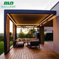 Pergola moderne de luxe pour l'extérieur, en aluminium, toit à lamelles imperméable, système bioclimatique motorisé électrique, pergolas en métal