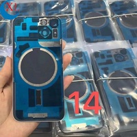 Carcasa Trasera + Marco de Placa Metálica con Cristal Magnético y Tapa de Batería para iPhone 14 15 16 17 Pro Max 14Plus 15Plus 16Plus 17Air