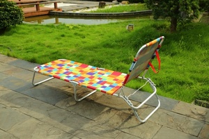 Lit de camping pliant extérieur en aluminium léger en acier 600D Oxford de haute qualité pour la plage et le soleil avec un grand confort - Product Image 4