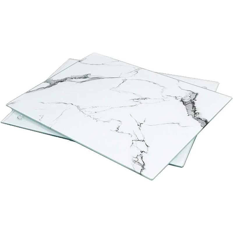 Wholesale Decorative Square Marble Pattern Tempered Glass Shatter Resistant Cutting Mat Cutting Chopping Board for Kitchen