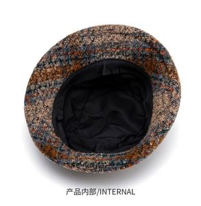 Wholesale Elegant Women Autumn Winter Tweed Fabric Bucket <b>Hat</b> With Bow Design - Product Image 6