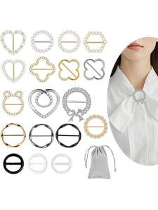 Juego de Broches Metálicos de Moda Desong, con Perlas, Diamantes de Imitación, Formas de Corazón y Círculo, Diseño Personalizable, Clip para Bufanda de Alta Calidad - Product Image 1