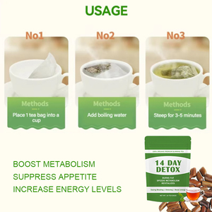 Té Desintoxicante Orgánico de 14 Días para Quemar Grasa Abdominal, Marca Privada, Té Herbal Chino Tradicional de Moringa para Adelgazar el Vientre, en Caja - Product Image 3