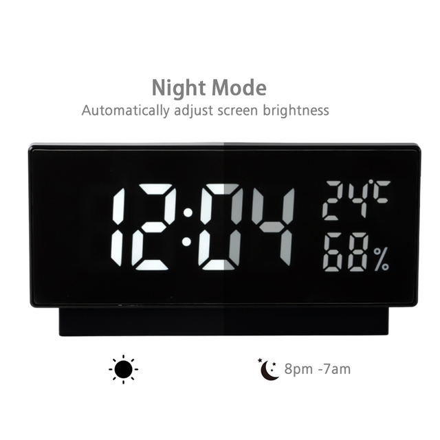 New Black Rectangular Simple Multifunctional Battery Operated LED Digital Desk Clock Time Temperature Display Sleep Calendars