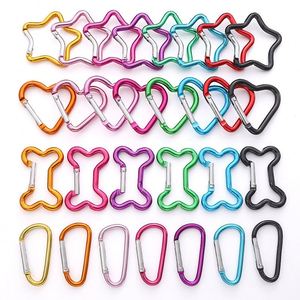 <b>Custom</b> Aluminum Carabiner <b>Keychain</b> in Star Love Heart Bone Shapes D-Ring DIY Bag Phone Chain Hook Accessory for Promotional Gift - Product Image 3