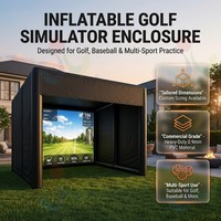Enceinte de simulation de golf gonflable à installation rapide, pour salle de frappe intérieure, noire, avec logo personnalisable, pour usage commercial, bureau, domicile, studio