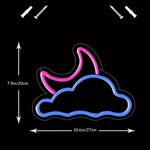 Nuage et lune pour décoration murale Enseigne au néon LED alimentée par USB pour chambre d'enfant décoration de fête de mariage - Product Image 3