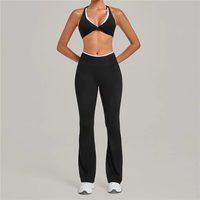 Ensemble de yoga respirant pour femmes QS8081, 2 pièces, soutien-gorge de sport rembourré, leggings évasés, vêtements de sport, vêtements de yoga