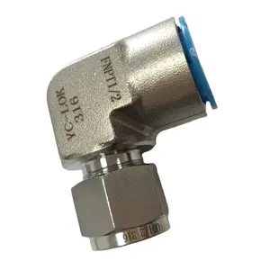 Roestvrijstalen Dubbele Ferrules 90 Graden Unie Ellebogen 1/16 "Tot 1 1/2" Inch Buisconnector